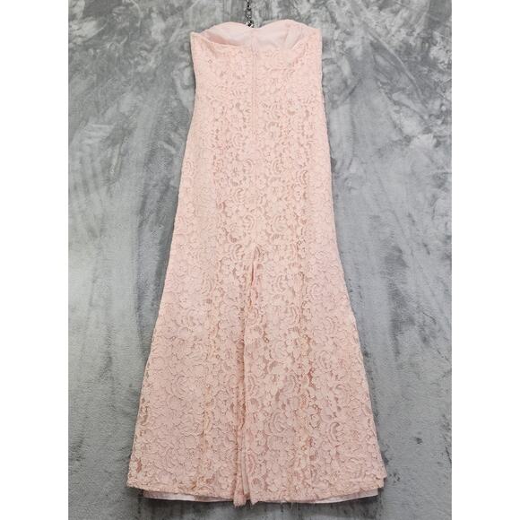 David's Bridal Strapless Lace Dress Size 10 Pink Sweetheart Neckline Formal - Picture 3 of 11
